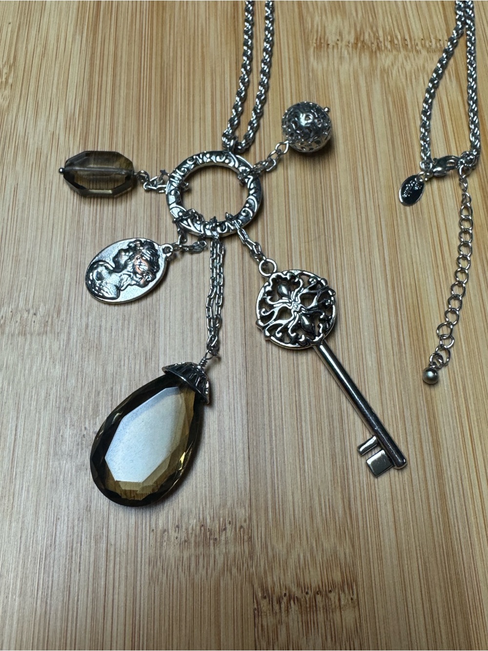 Lia Sophia "Reach" (by Paula) Silvertone Charm Necklace